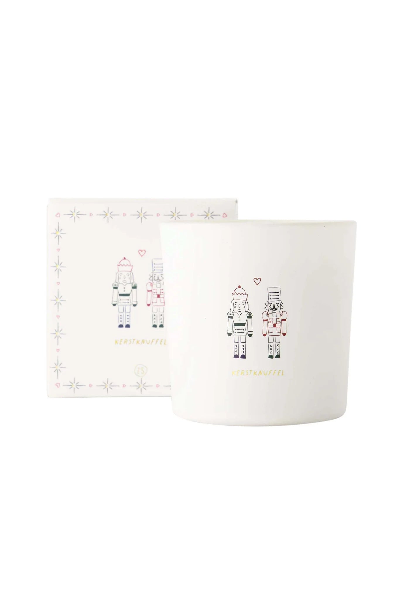 geurkaars glas in doosje notenkrakers kerstknuffel wit