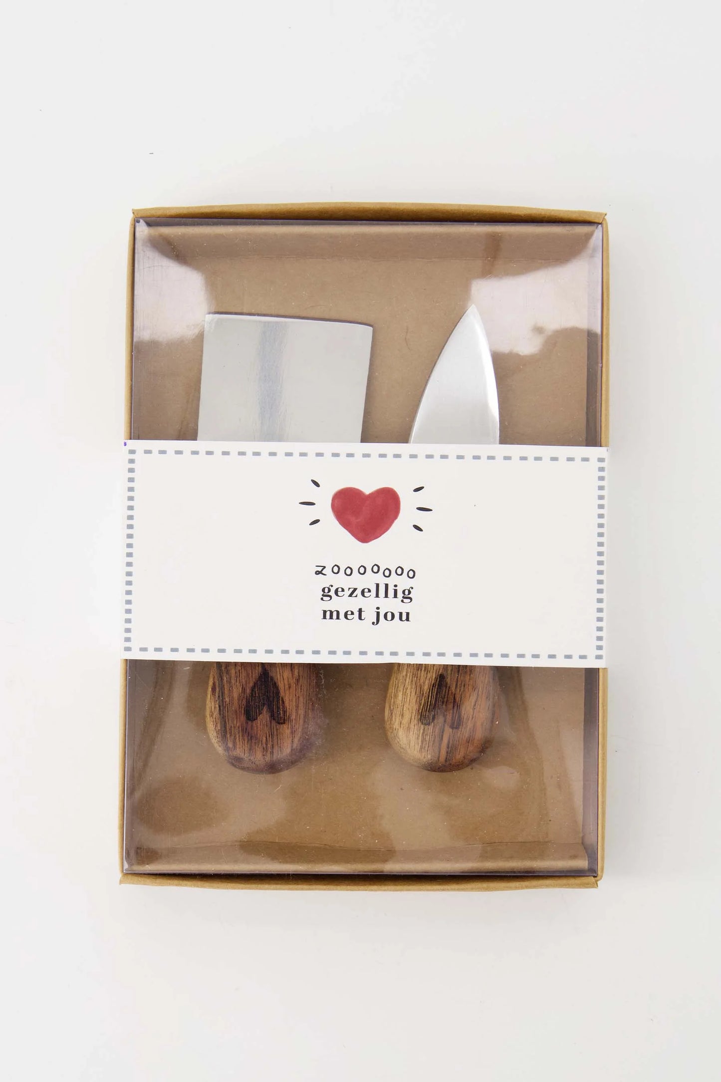 set van 2 kaasmesjes in doosje gezellig met jou