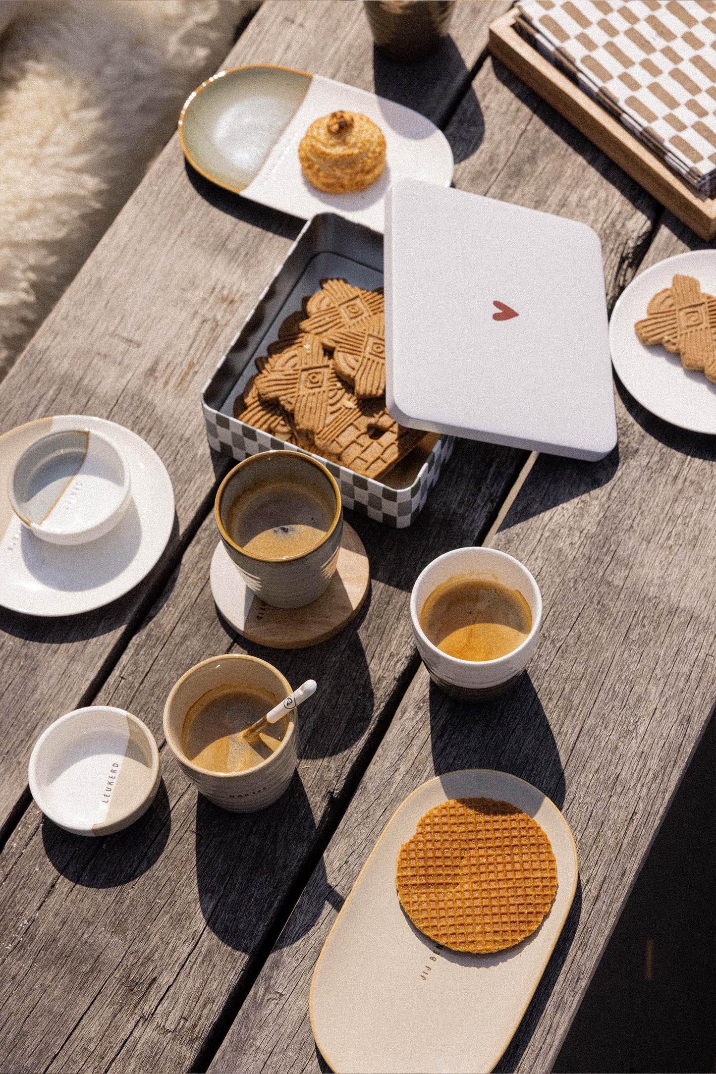 set van 2 onderzetters hout gezelligheid zand/naturel