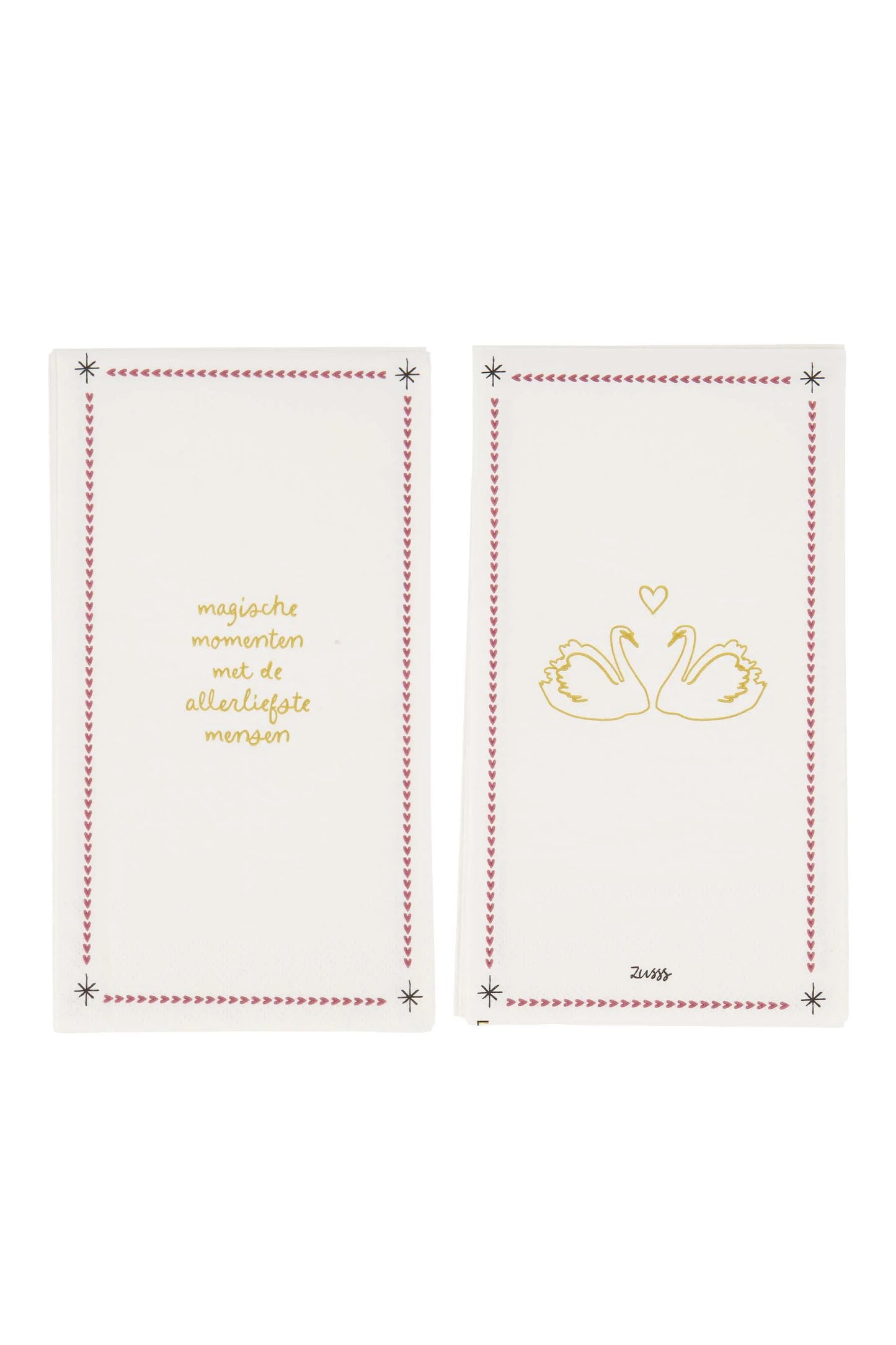 servetten rechthoek magische momenten wit/donkerrood