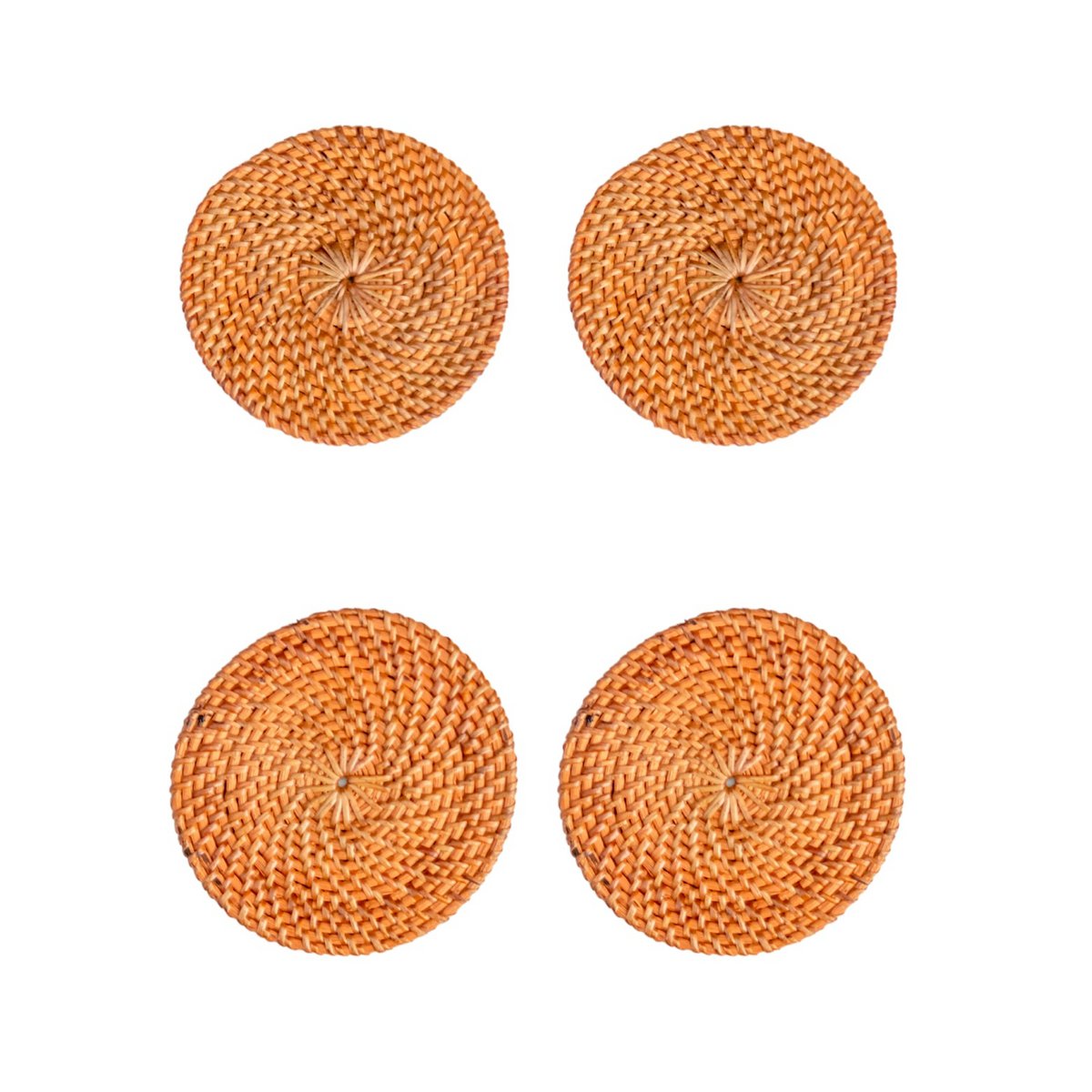 Ronde rotan onderzetters set van 4 of 8 handgemaakte TIBU