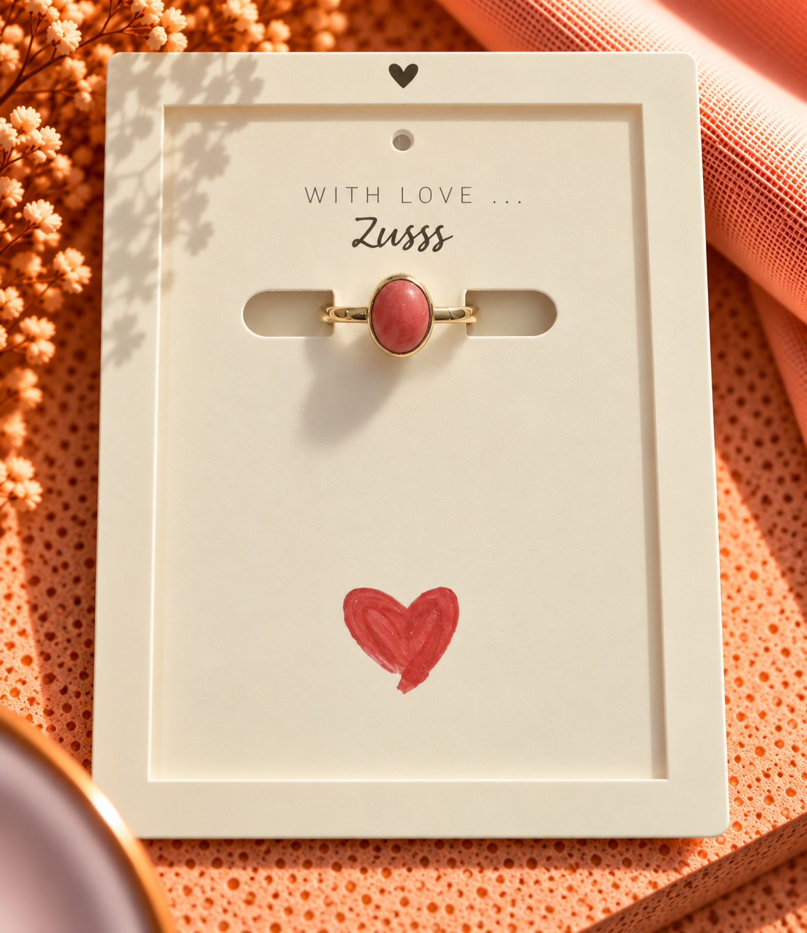 Ring met steen verstelbaar crispy red