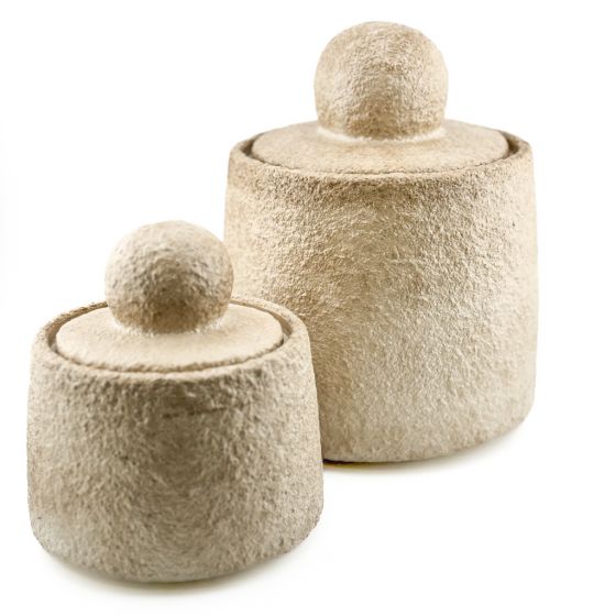 Aardewerk potje met deksel beige gr