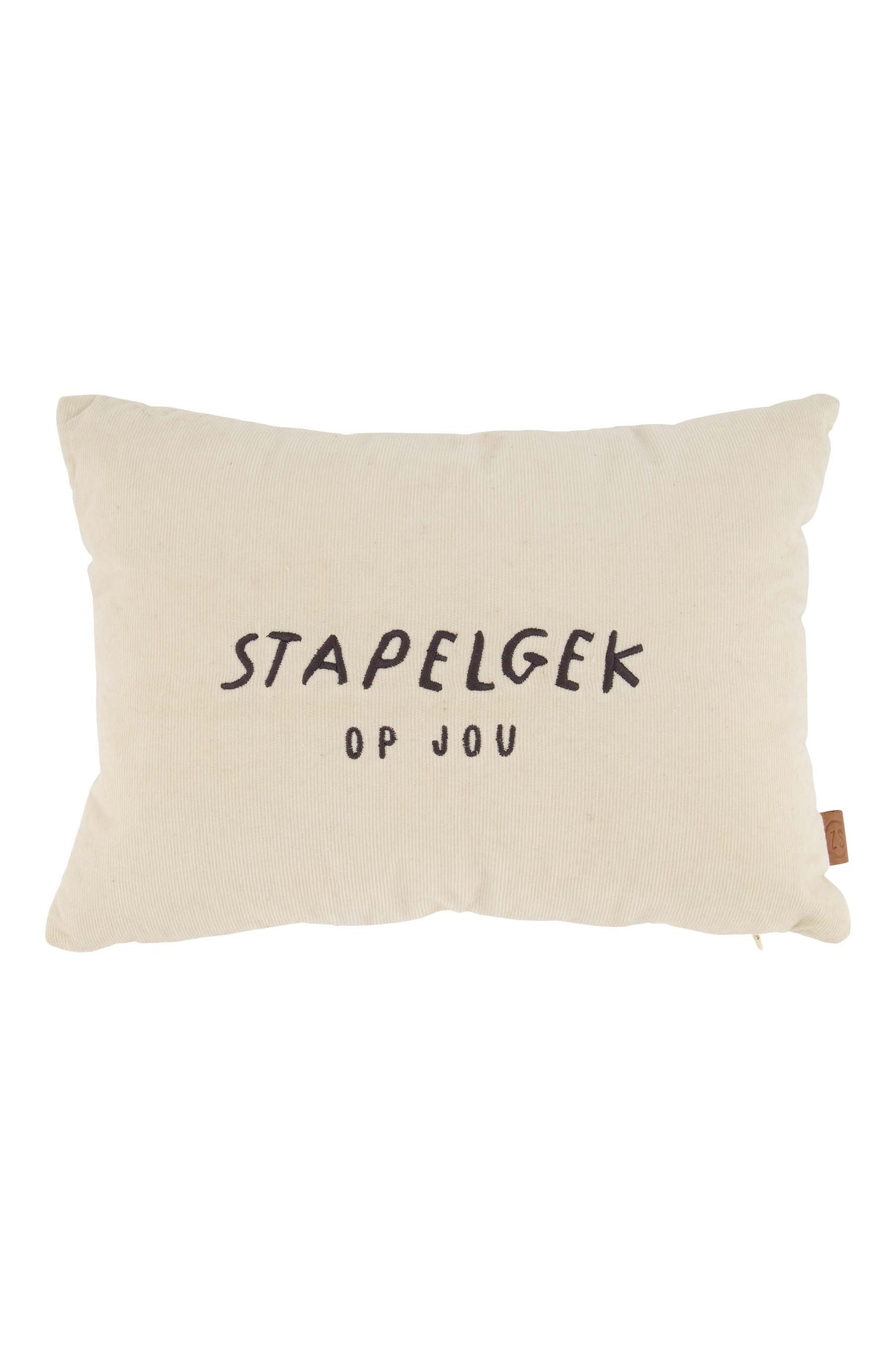 kussen corduroy stapelgek 35x25cm zand/antracietgrijs