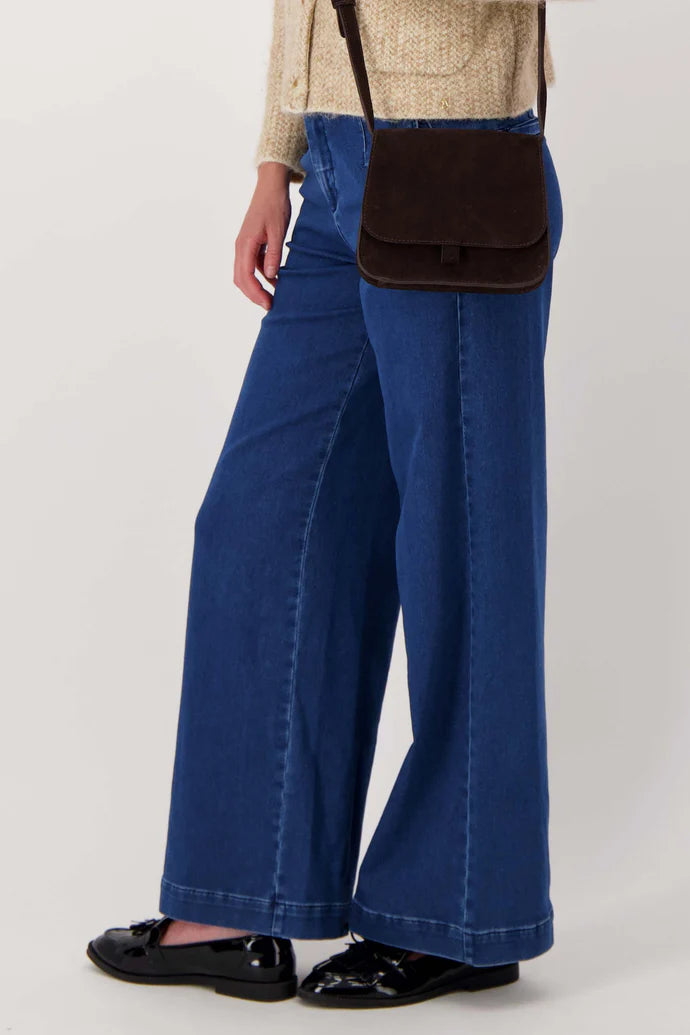 Suede schoudertasjes chocoladebruin