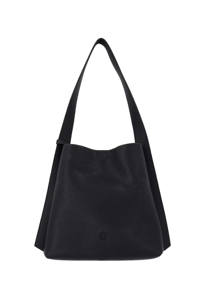 schoudertas met mooi strap detail + make up tasje