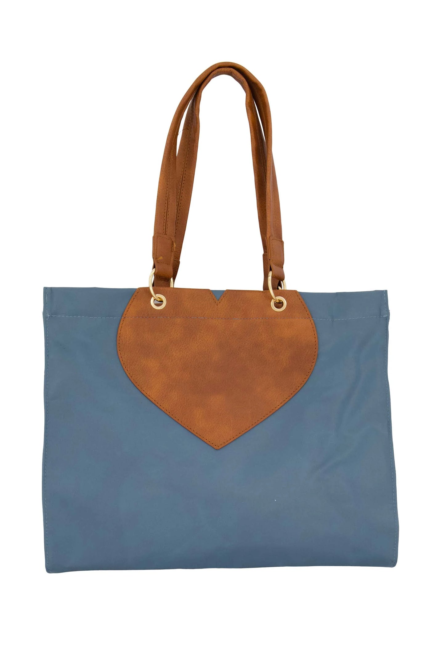 Nylon shopper met hart blauw
