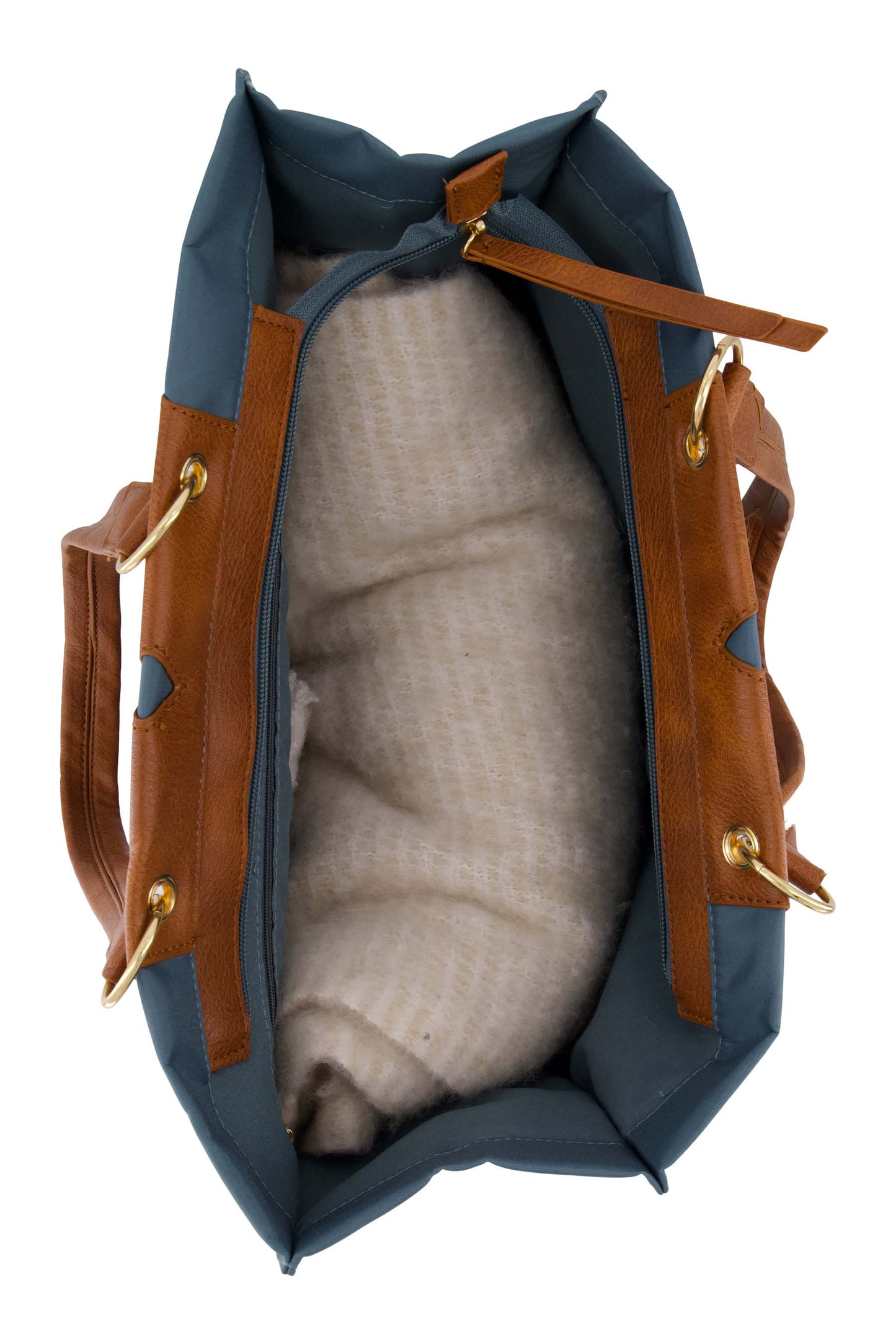 Nylon shopper met hart blauw