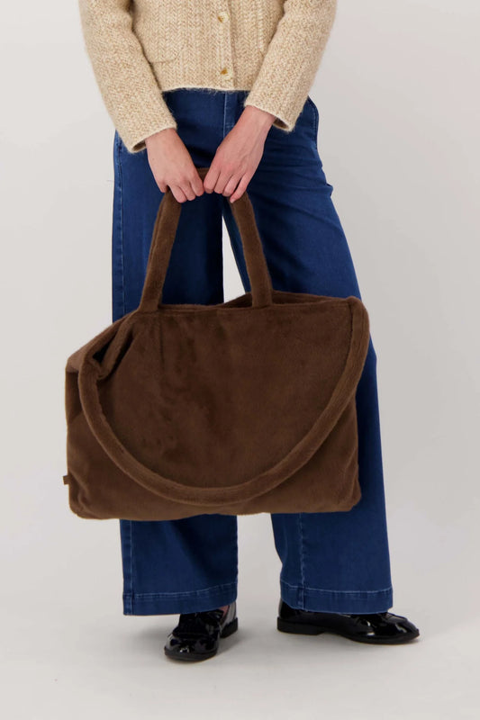 shopper van faux fur chocoladebruin