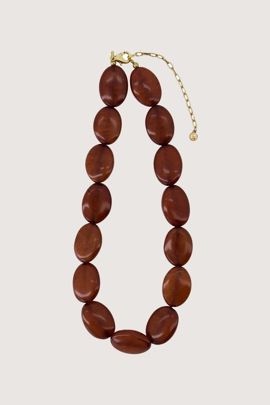 ketting van platte kralen bruin