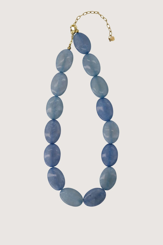 ketting van platte kralen blauw