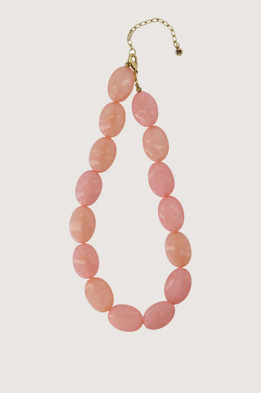 ketting van platte kralen roze