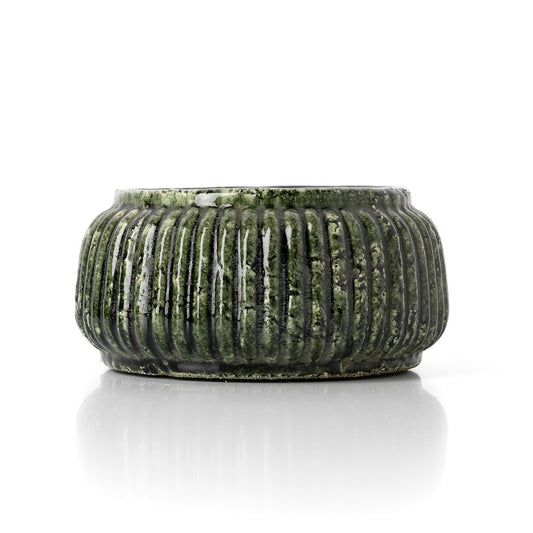 De Forest Geribbelde Bowl Planter - Bosgroen - Laag
