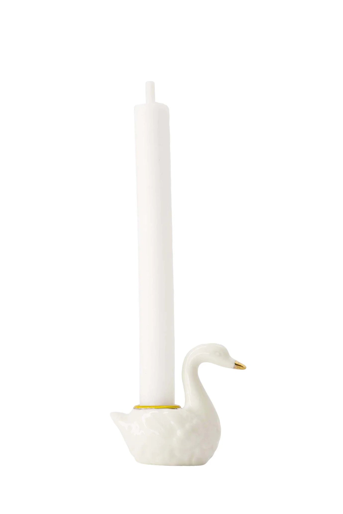 kandelaar keramiek zwaan wit