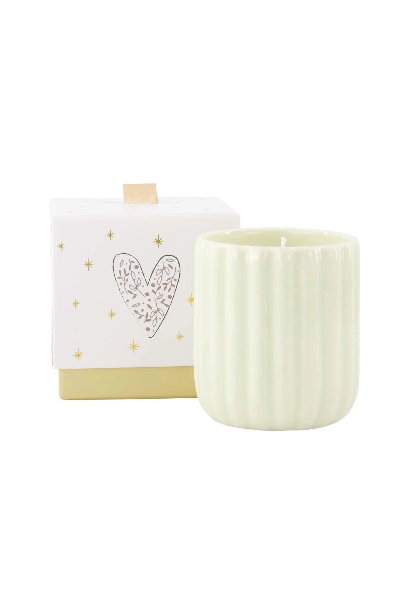 geurkaars keramiek in doosje hartje beige