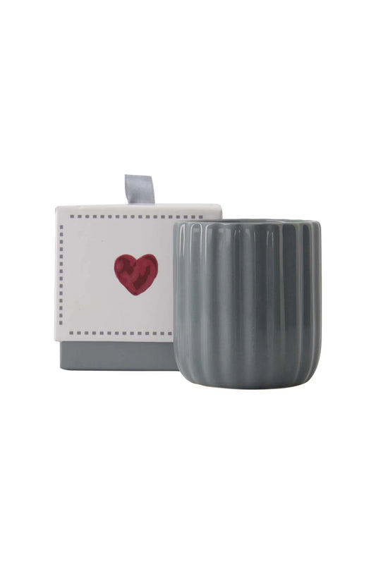 geurkaars keramiek in doosje hartje grijsblauw