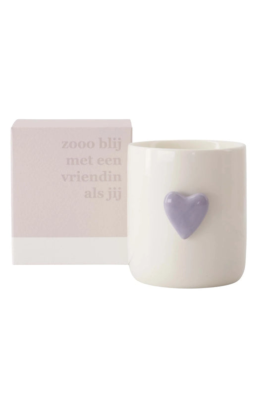 Geurkaars keramiek hart in doosje zo blij met een vriendin als jij