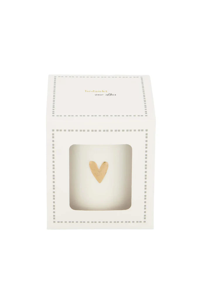 geurkaars keramiek in doosje bedankt wit/goud/grijsblauw