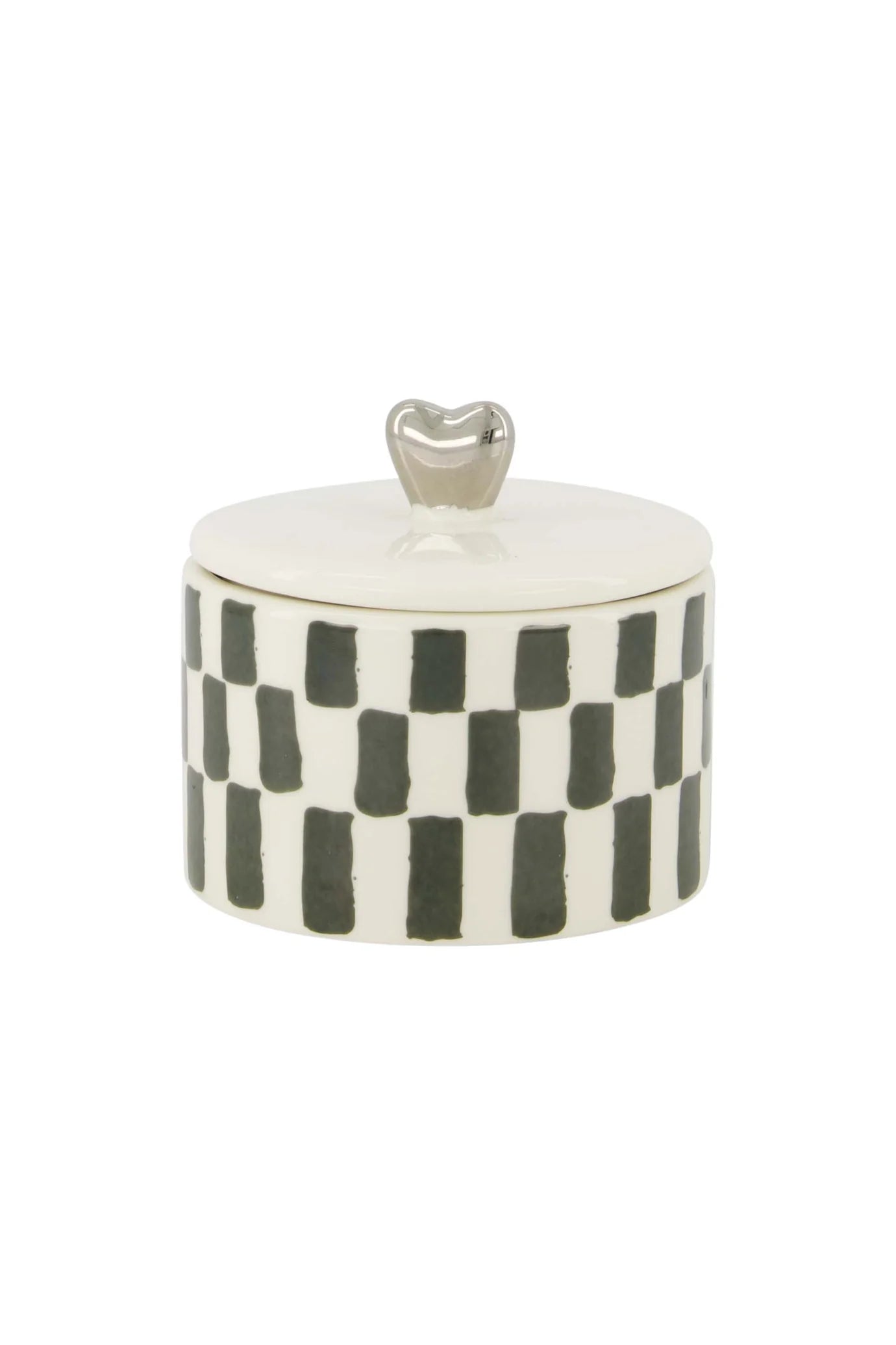 geurkaars keramiek met deksel zilver hartje wit/grijsblauw