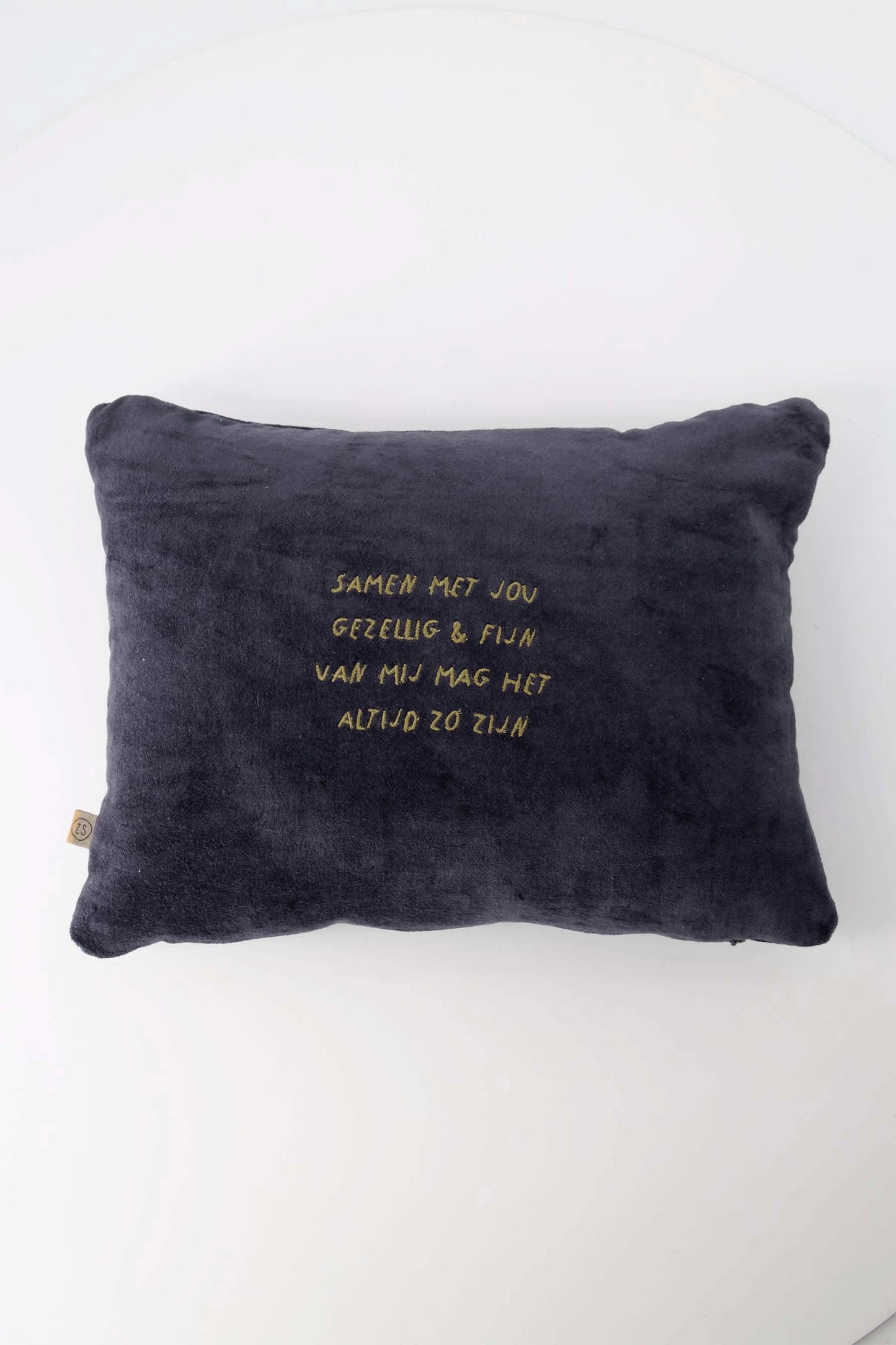 kussen samen met jou 35x25cm donkerblauw/goud