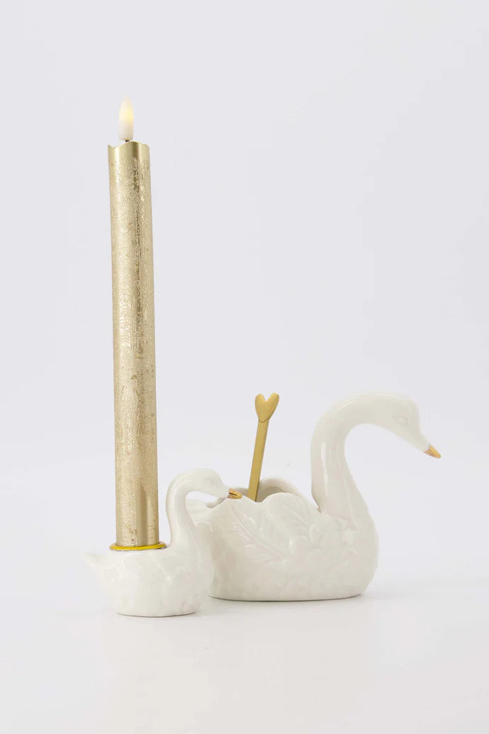 Waxinelichthouder keramiek zwaan
