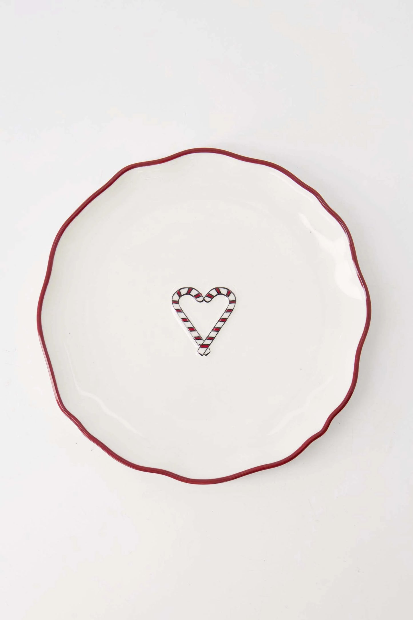 serveerschaal hart wit/donkerrood