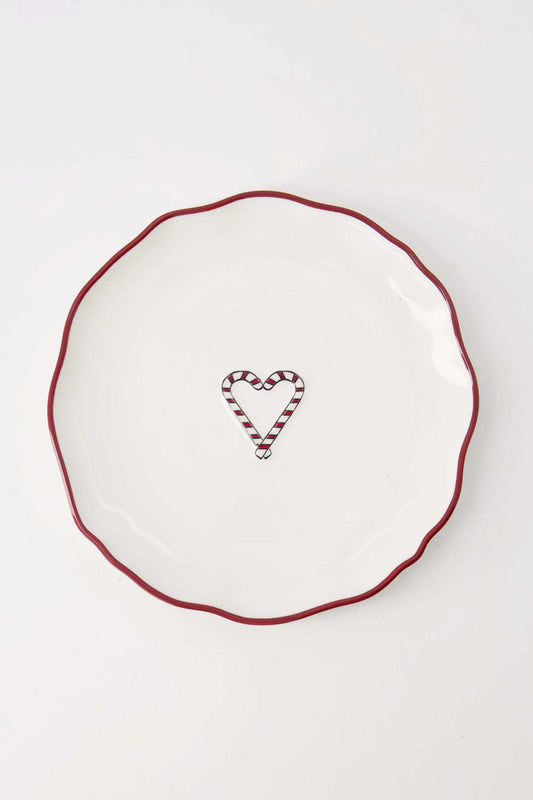 serveerschaal hart wit/donkerrood