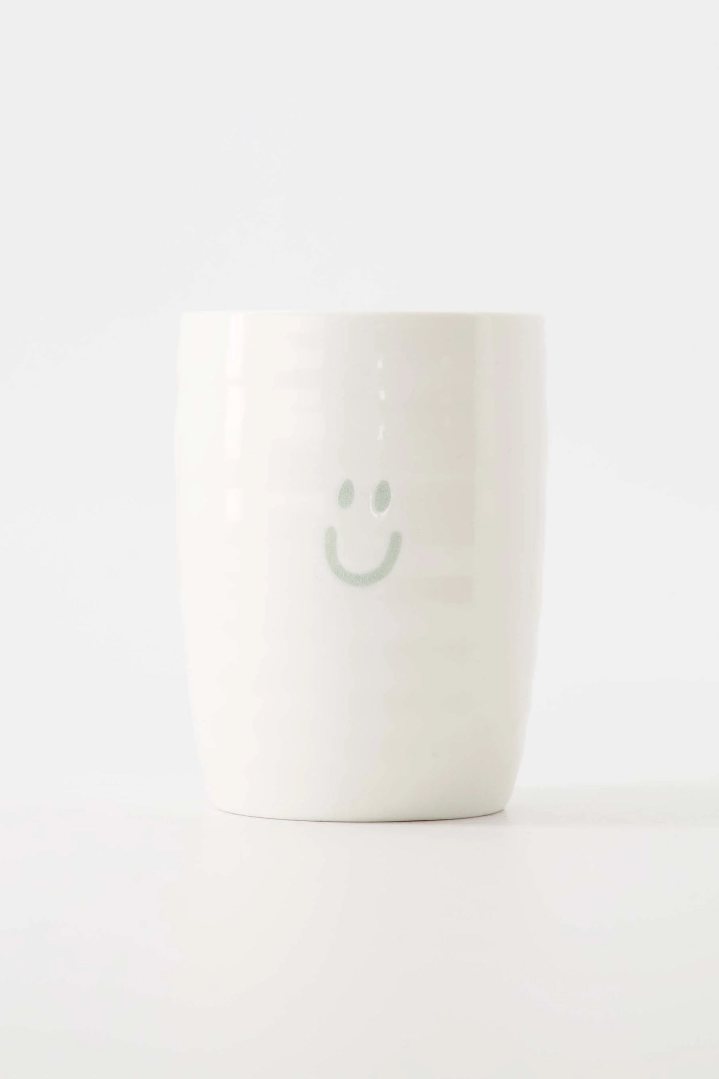 koffiemok smiley wit/grijsblauw