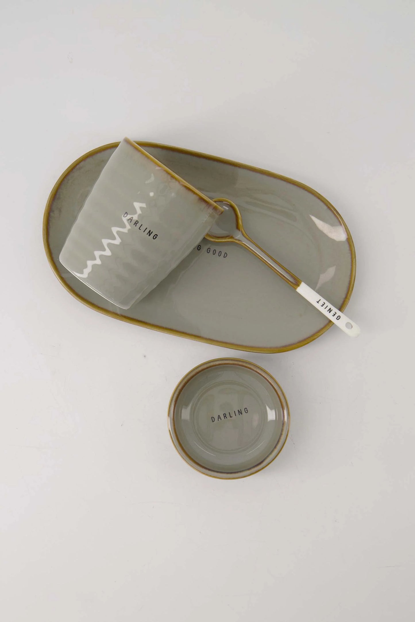 lepeltje keramiek kusss wit/donkergroen