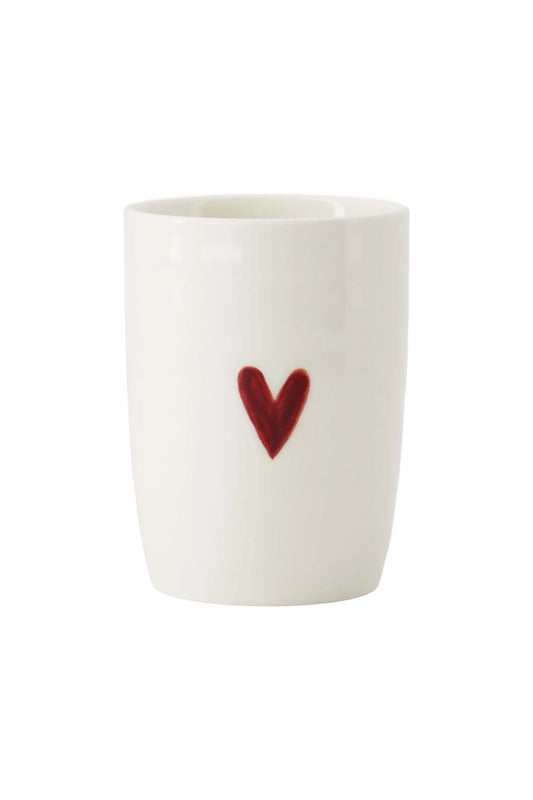 koffiemok hartje wit/rood