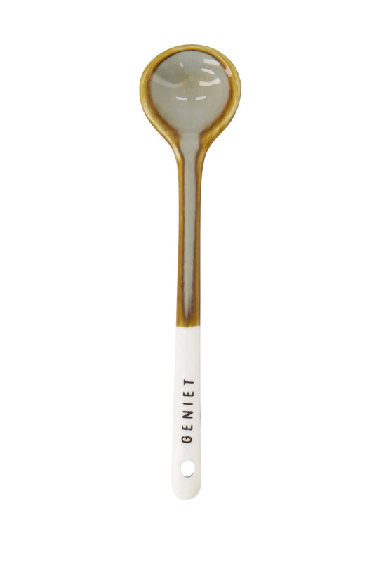 lepeltje keramiek geniet wit/grijsblauw