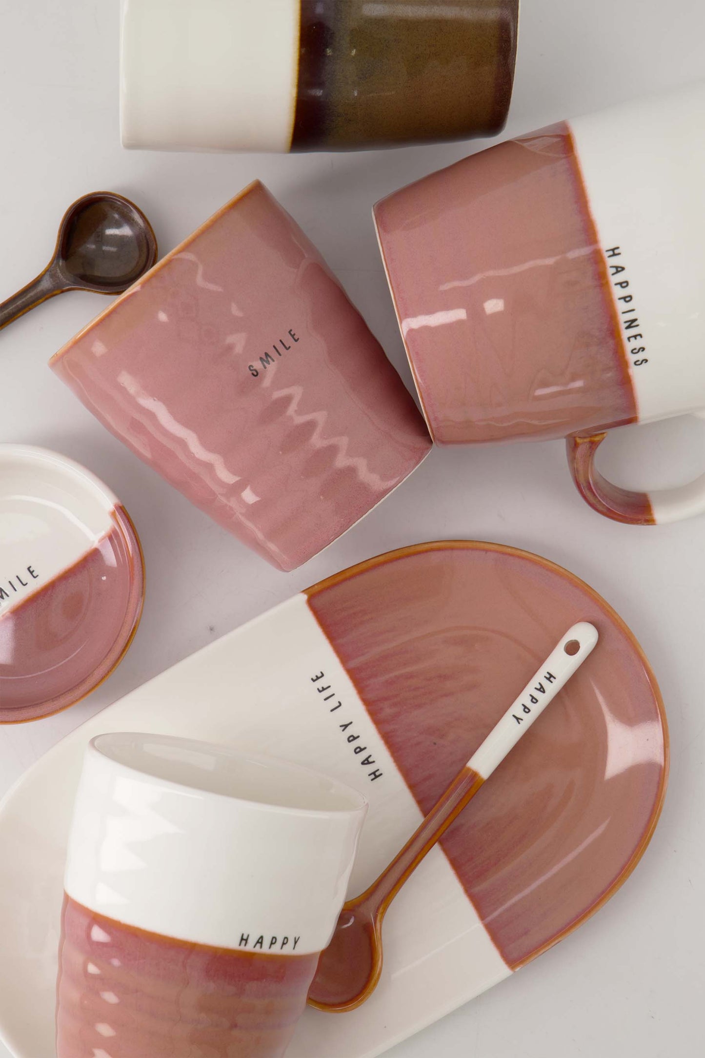 lepeltje keramiek happy wit/burgundy