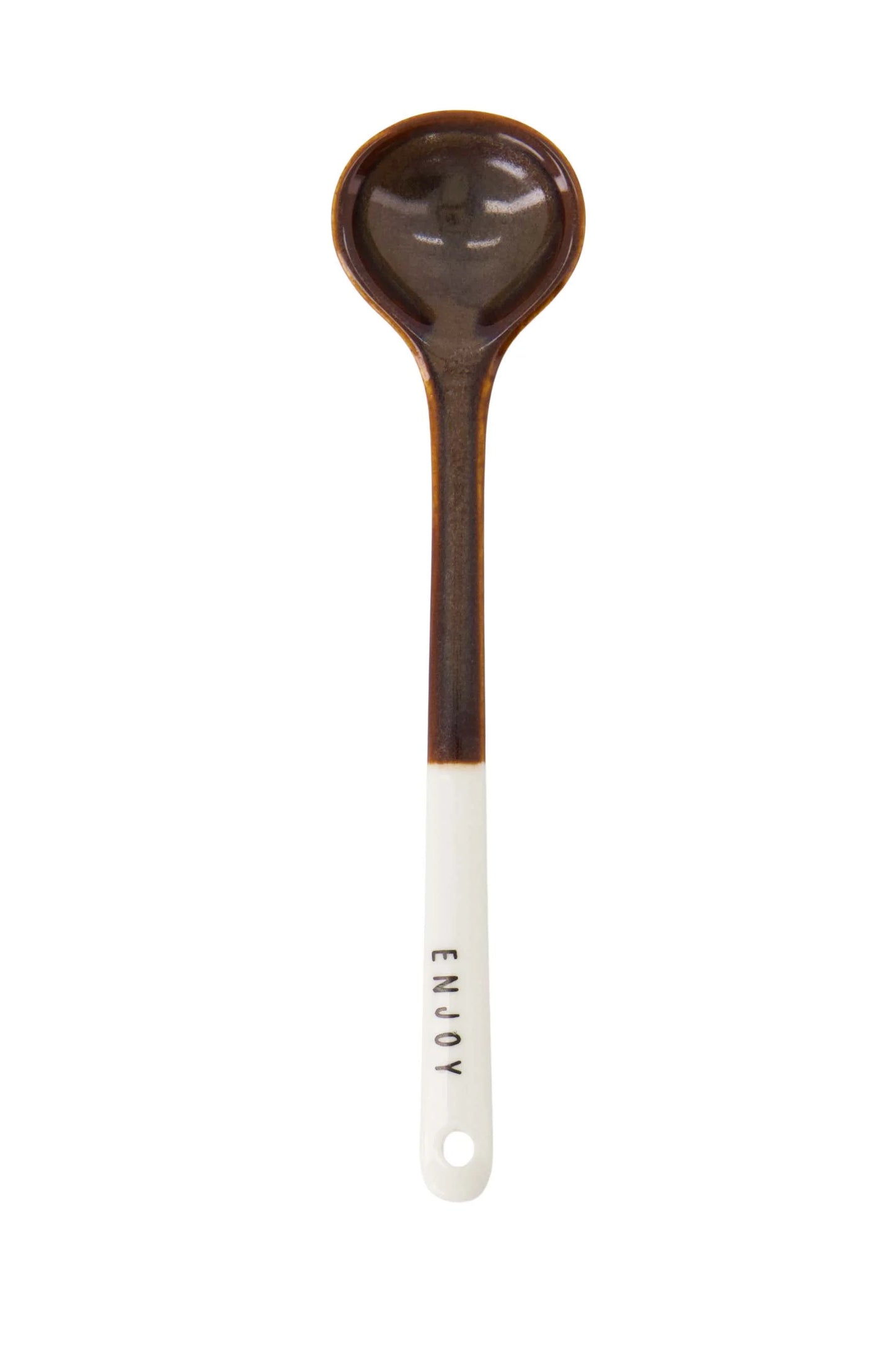 lepeltje keramiek enjoy wit/bruin