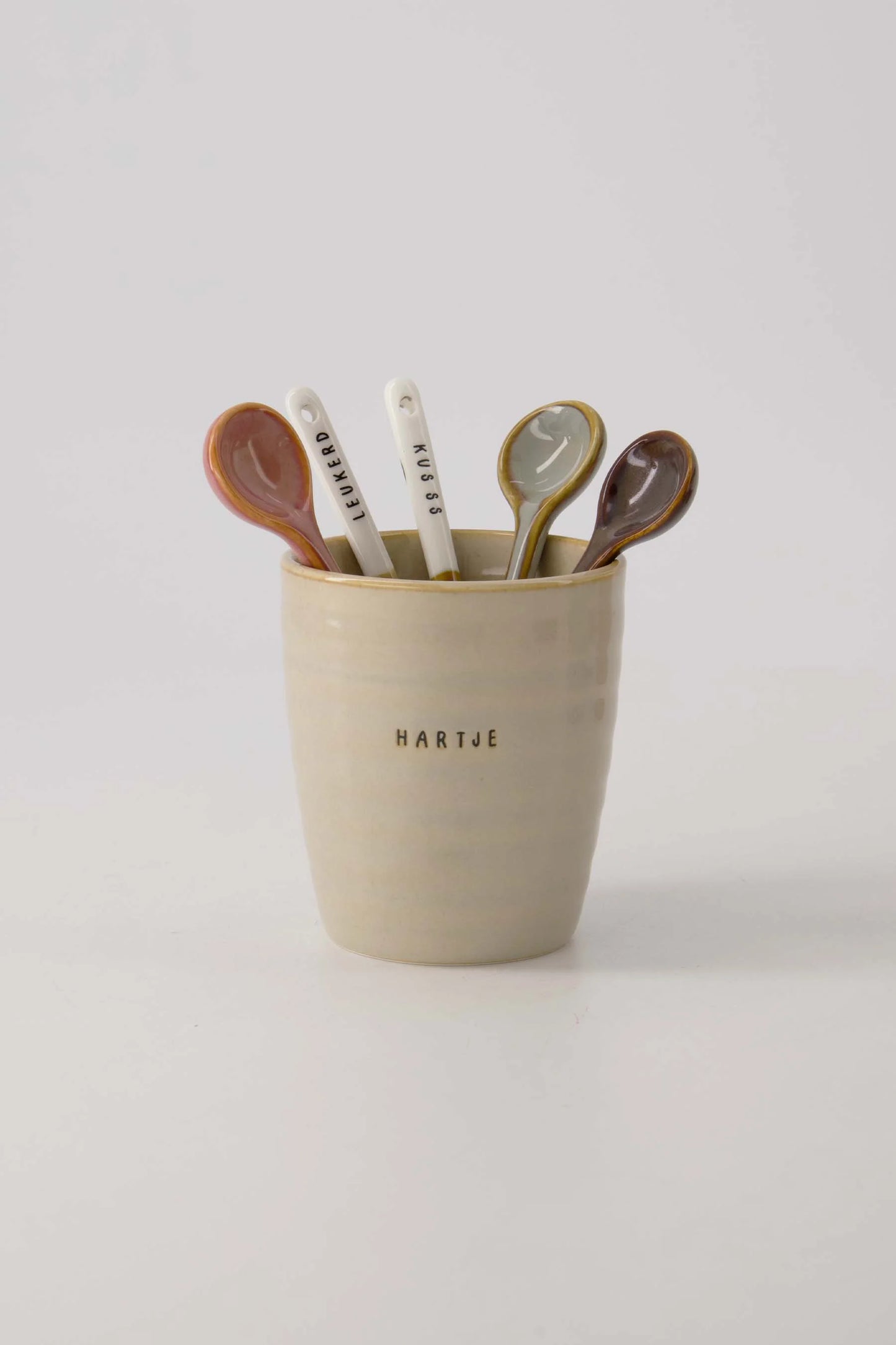 lepeltje keramiek enjoy wit/bruin