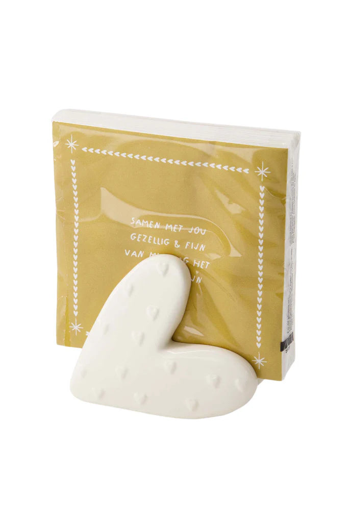 Servethouder keramiek hartje wit