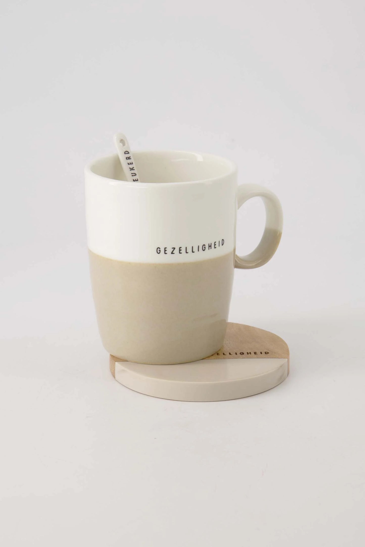 set van 2 onderzetters hout gezelligheid zand/naturel