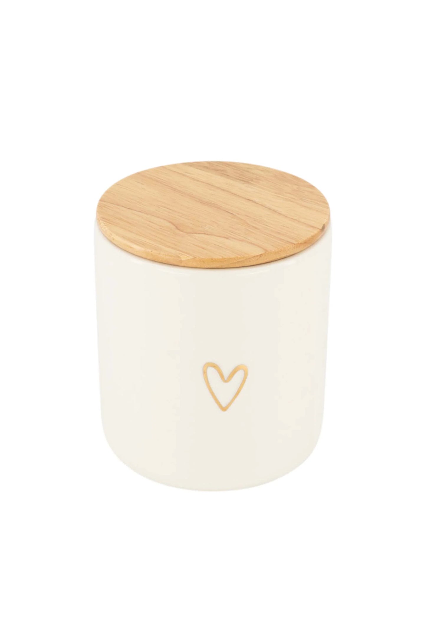 voorraadpot met deksel keramiek M lijn hartje wit/goud