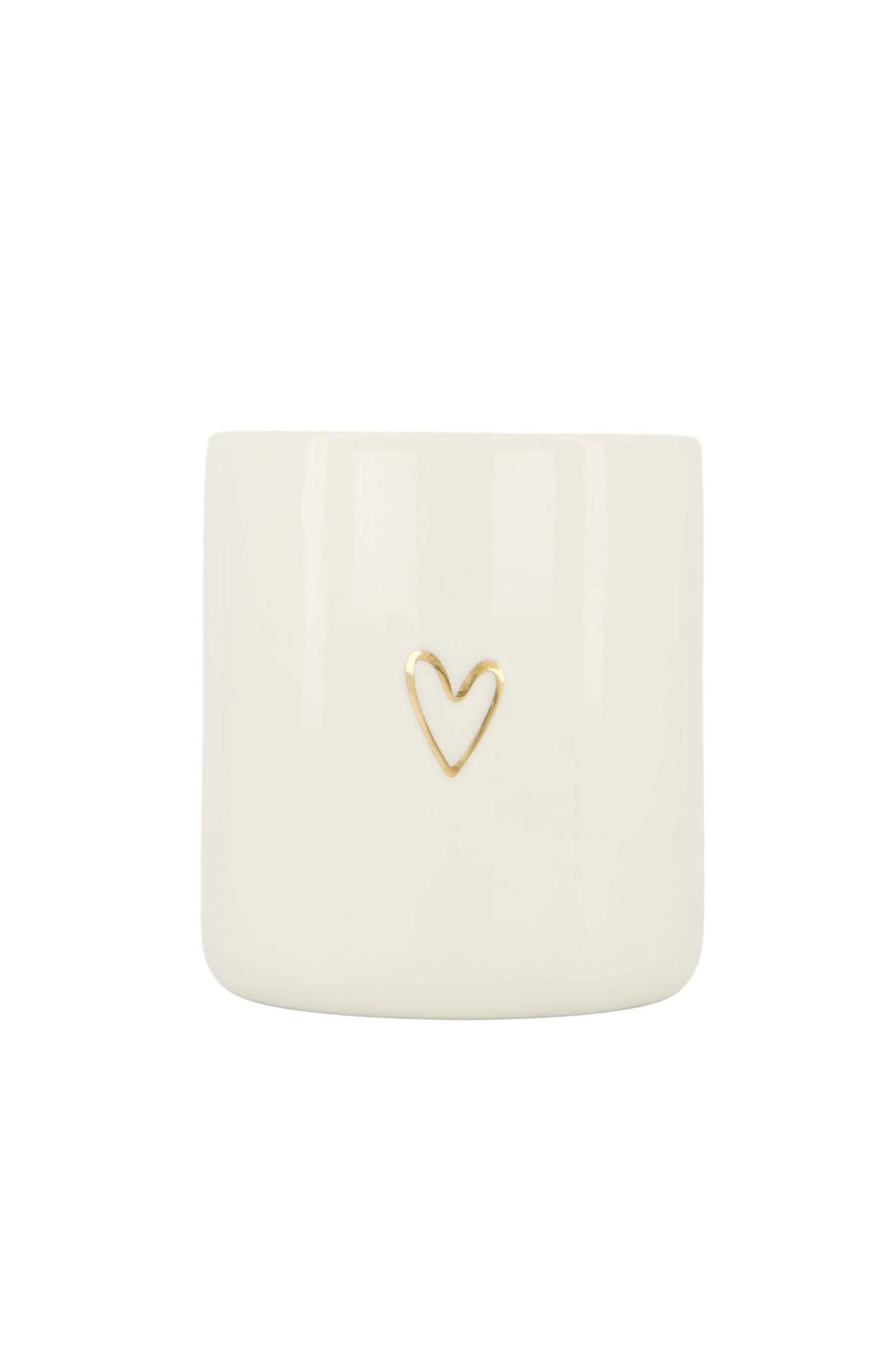 voorraadpot met deksel keramiek M lijn hartje wit/goud