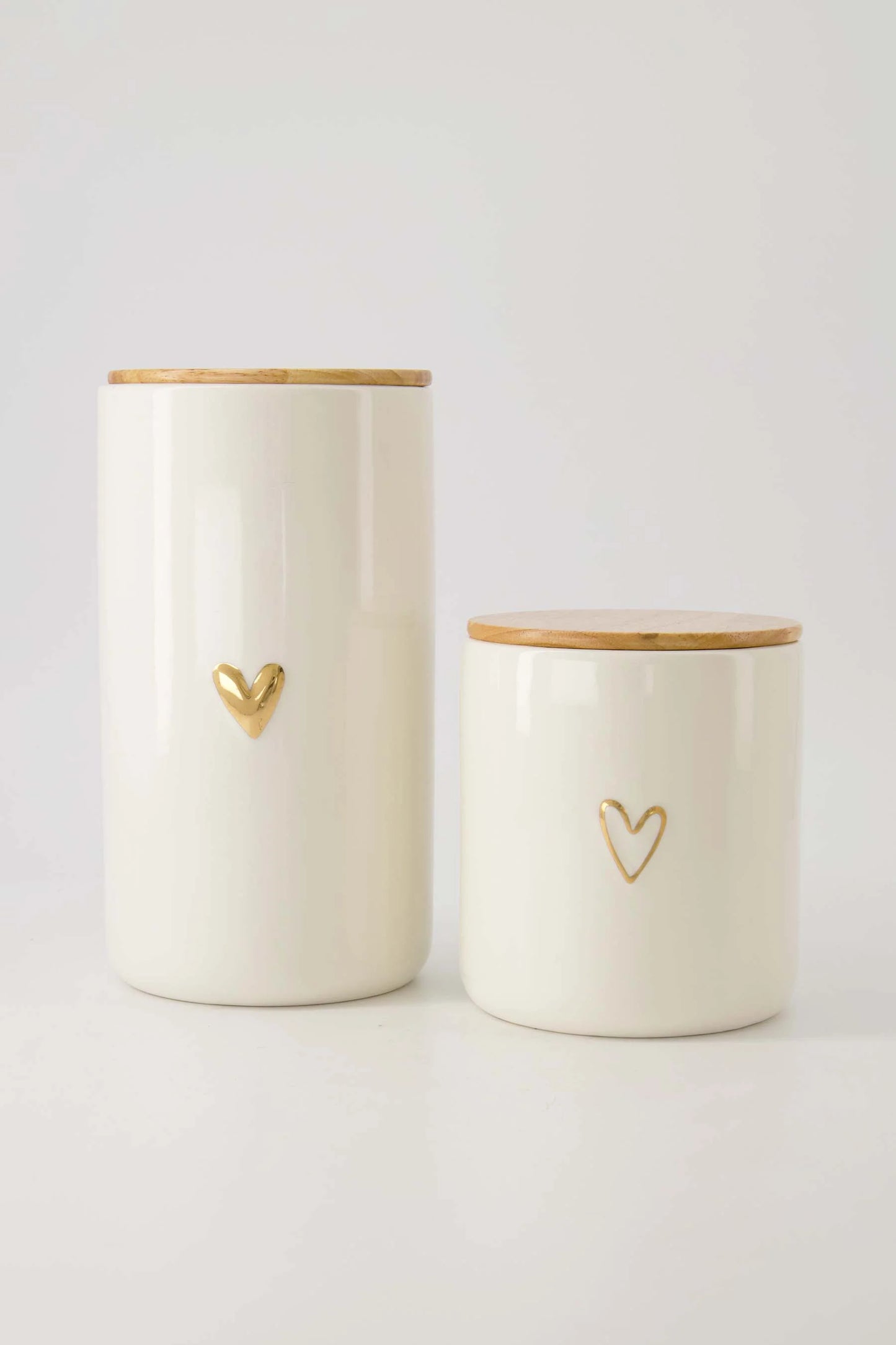 voorraadpot met deksel keramiek M lijn hartje wit/goud