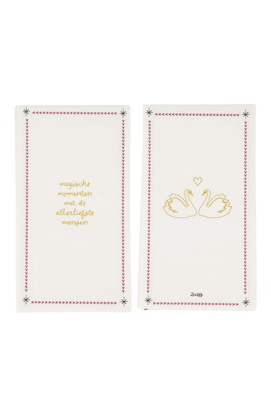 servetten rechthoek magische momenten wit/donkerrood