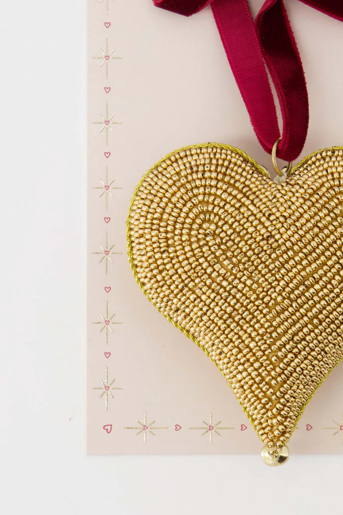 Kersthanger Kralen hartje goud