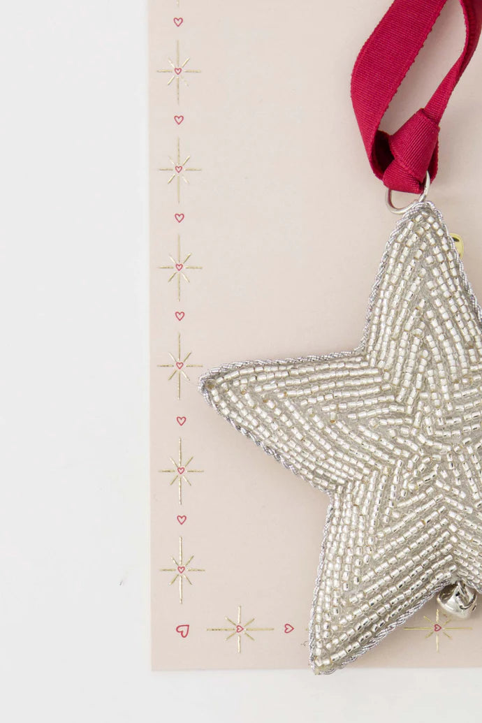 Kersthanger Kralen ster zilver