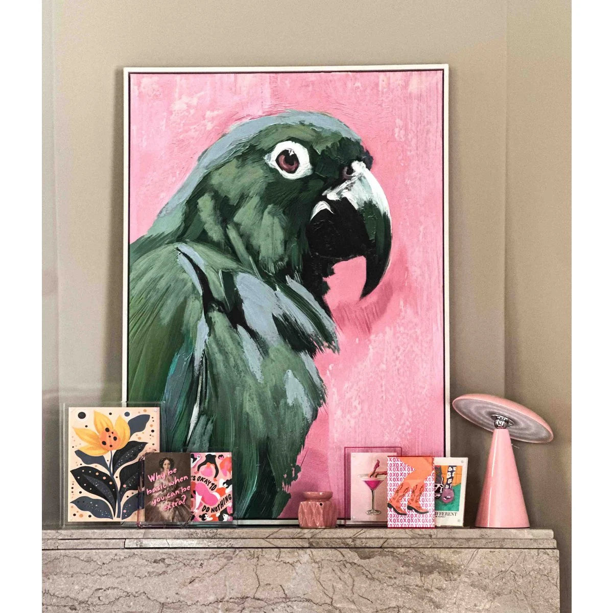 Bureaulamp Mush LED op accu, afneembare kap roze