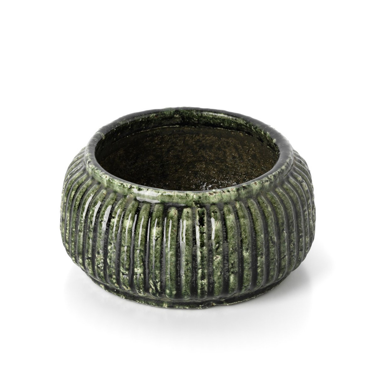 De Forest Geribbelde Bowl Planter - Bosgroen - Laag
