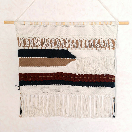 Grote macrame muurhangen - geweven boho wanddecor - moderne katoenen muur hangend natuurlijk materiaal - handgeweven wanddecor 120x95 cm udara