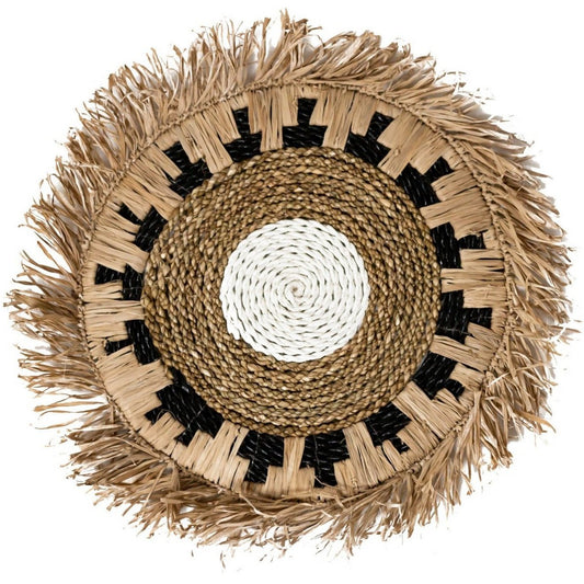 Placemat PAGU (set van 2, 4 of 6) 45 cm | Boho Placemat met Franjes gemaakt van Raffia
