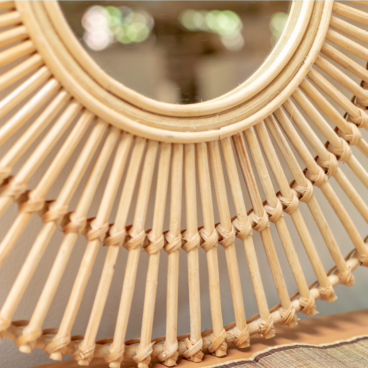 Ronde Rotan Spiegel 58 cm | Handgemaakte Boho Wandspiegel BUMI