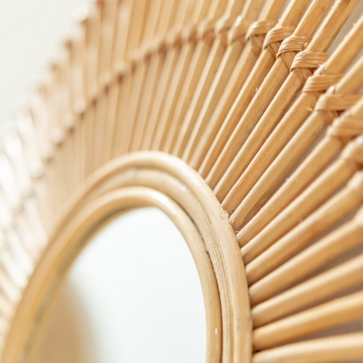 Ronde Rotan Spiegel 58 cm | Handgemaakte Boho Wandspiegel BUMI