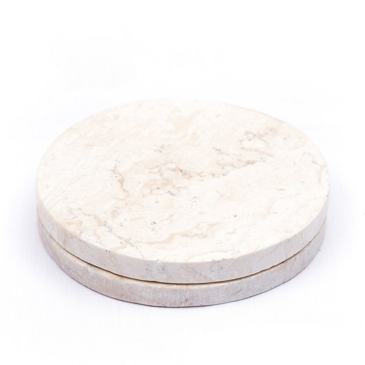 Ronde marmeren onderzetters set van 4 of 8 handgemaakte RANUKA (wit)