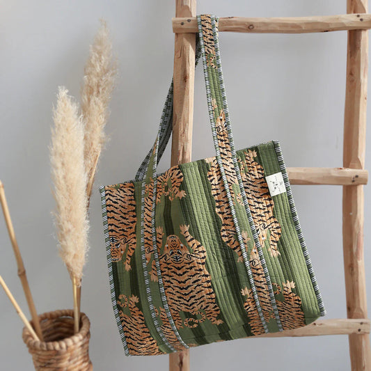 Blockprint shoulder bag tiger green